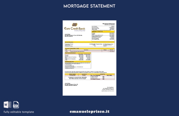 stile verificato Dichiarazione di mutuo Moldavia EuroCreditBank Modello Word e m